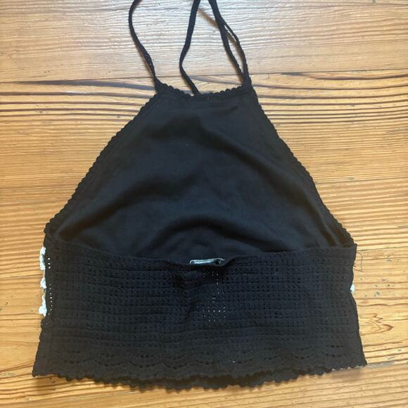 Zara black white floral crochet knit lined cropped halter top SIZE S - Picture 5 of 5